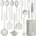 AOTHOD Silicone Cooking Utensils Set - 446°F Heat Resistant Silicone Kitchen Utensils,Spatula,Spoon, Kitchen Utensil Sets Gadgets Tools Set for Nonstick Cookware,Dishwasher Safe Bpa Free (Cream White) - color: Cream White