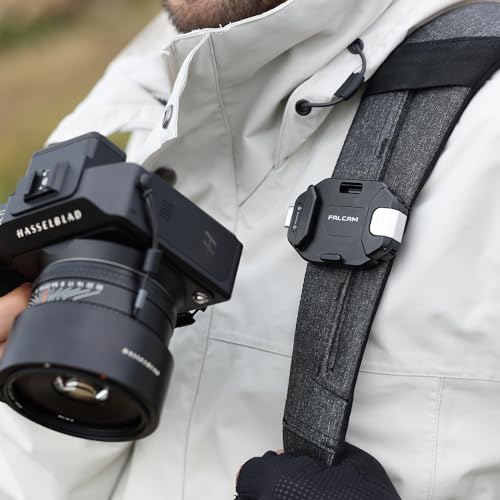 FALCAM F38 Backpack Camera Clip V2 with Plate | Arca-Swiss Quick Release, 30kg/66lb Heavy Load, Dyneema Safety Strap, Belt & Strap Mount for DSLR Action Mirrorless – Black - size: Clip with Plate