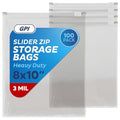 100 Count - Slider Zip Food Storage Bags, 8" x 10" (1/2 Gallon) 3 Mil Heavy Duty, Strong & Durable For Freezer Storage, For Sandwiches, Snacks & More. GPI - size: 8" X 10"