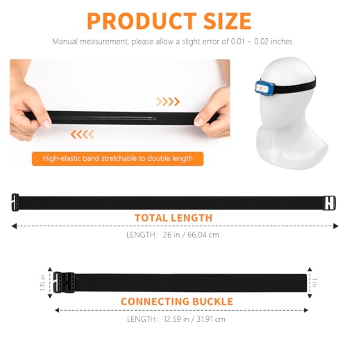 Headlamp Strap Replacement Headband for Black Diamond, Petzl, Princeton Tec, Energizer, Fenix, Pelican, Streamlight Elastic Headlamps 1” Width - 2 Pack