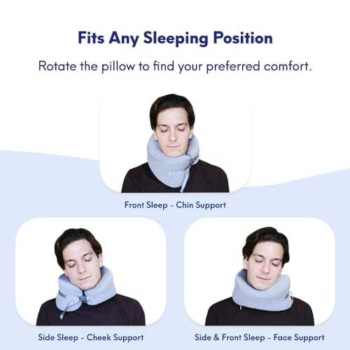C CUSHION LAB Travel Pillow, Award-Winning Patented Ergonomic Design for Chin & Neck Support Memory Foam Neck Pillow, Compact Airplane Pillow for Traveling, Flight, Car (Royal Purple, Large) - color: Royal Purple, size: Large