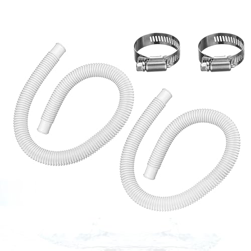 1.5” x 41” Pool Pump Replacement Hose, 2-Pack Above-Ground Pool Hoses with 4 Stainless Steel Clamps, Compatible with Intex, Coleman, Summer Waves Pool Pumps & Filters (2 PACK White) - color: 2 PACK White