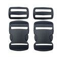 2 Set 1.5” Flat Dual Adjustable Plastic Buckles & Tri-glide Slides | Quick Side Release Buckles for Luggage Straps, Pet Collar, Backpack Repairing (Black, Fit For 1.5 Inch/38mm Webbing Straps)