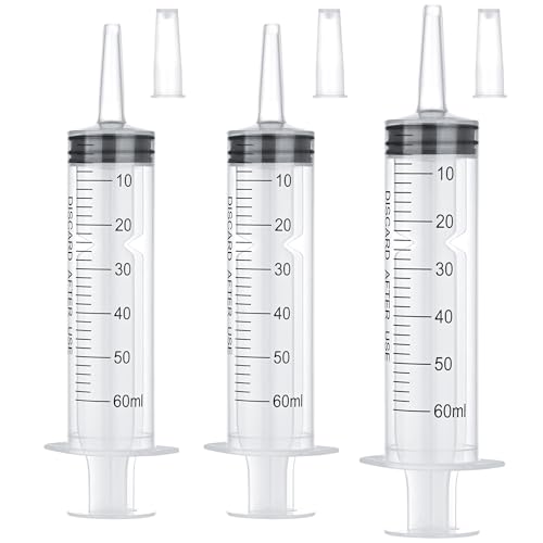 3 Pack 60mL Plastic Syringes for Liquid - Large Syringe Without Needle for Liquid, Measurement & Scientific Labs - style: 60 ml