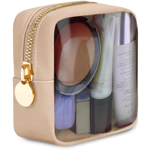 DANCOUR Clear Makeup Bag Mini Makeup Bag for Purse Mini Bag Pouch Purse Clear Pouch Small Cosmetic Bag Travel Case Travel Cosmetic Case (Beige) - color: Beige, style: Mini