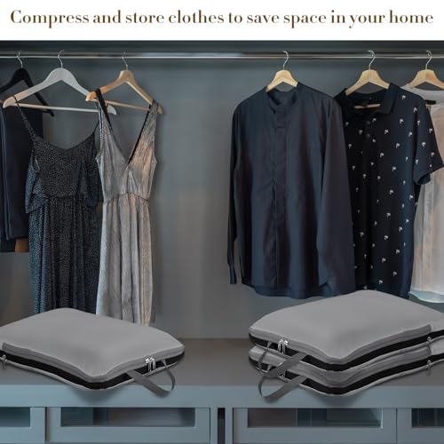 Hosuly 6 Pcs Compression Packing Cubes, 17.3 x 12.6'', Dark Gray - color: Dark Gray