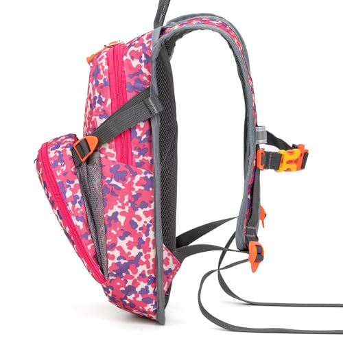 Kids Hydration Backpack, Water Hiking Backpack for Boys or Girls with 1.5L Reservoir Bladder - color: Rose Print