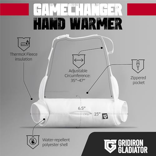 Football Handwarmer Pouch for Adults - Tactical Hand Muff Warmer - Warming Pouch for Cold Weather - color: White