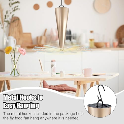 Fly Fans for Tables, 4 Pcs Food Fan to Keep Flies Away (Golden) - size: 4P