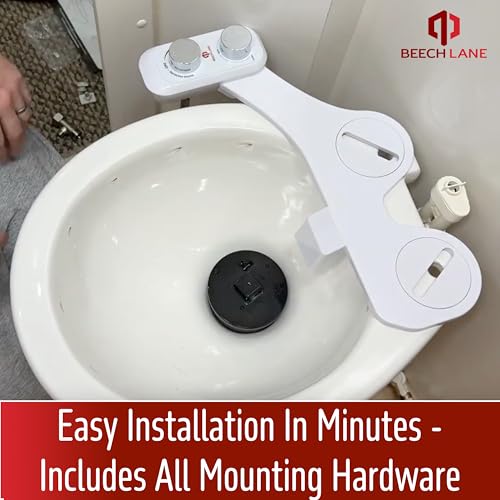 Beech Lane RV Bidet, Fits Most RV Toilets, Self Cleaning Adjustable Spray, Easy Install and Non-Electric, Prevents Toilet Paper Buildup in Black Tank, Included Metal Mounting Hardware and Hose