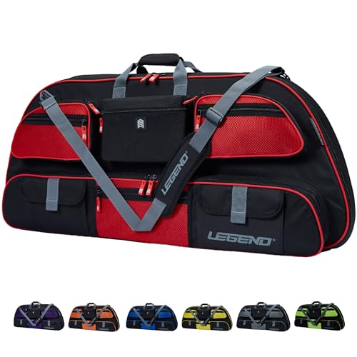 LEGEND Apollo Soft Bow Case - Compound Bow Case with Multiple Storage & Foam Padding, Lightweight Bow and Arrow Case for Archery Accessories, Bow Bag with Arrow Tube Pocket - 40" & 44" - color: Black / Red, size: 44in Inside Length