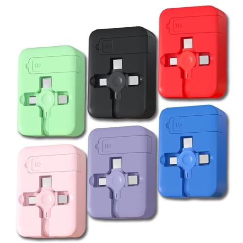 6 Pcs 3 in 1 Retractable Multi Fast Charging Cable Bulk with Phone Stand | USB C/Micro USB/L Easy Use and Portable, Compatible with iPhone 17/16/15/14/13/12/11/X/XR/XS/8/Android/Tablet (3.28FT) - color: 6 Pack