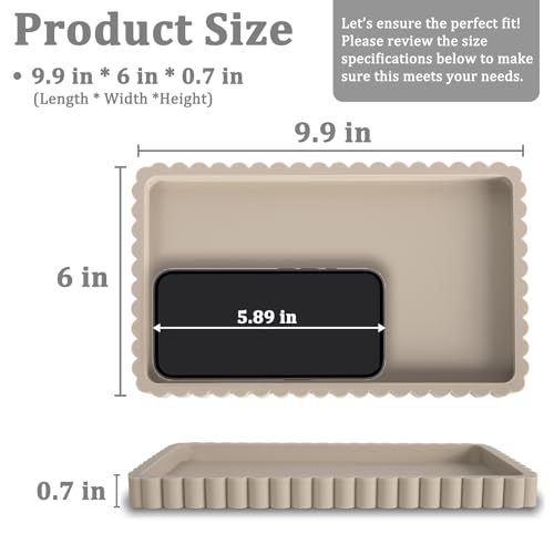 Silicone Bathroom Vanity Tray, Sink Caddy for Dish Soap Dispenser, Sponge Holder for Kitchen Sink, Rectangle Bathroom Countertop Organizer for Perfume, Jewelry, Candle (9.9” * 6”, Khaki) - color: Khaki, size: 9.9" x 6" x 0.7"