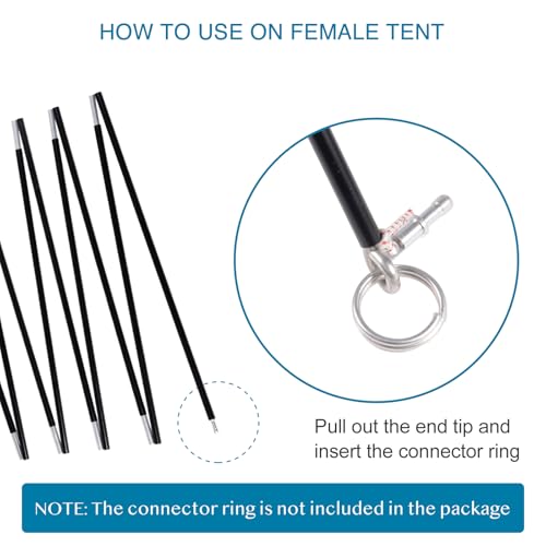 Aluminum Tent Poles Replacement, Black Pre-Assembled Tent Pole, 7001 T6 Heated Camping Tent Rod - color: 16ft 4.4 in 1 Pole