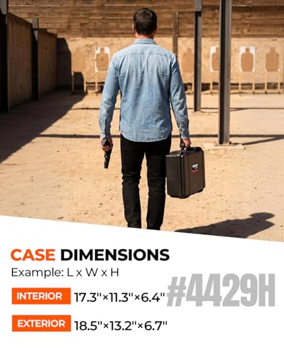 Pistol Case for Multiple Handguns, 3 Foam Types & Multiple Layout Available, Firearm Travel Carrying Case Fits Glock, Beretta, S&W, Waterproof Gun Box - color: Hold 7 Guns (5+2 Layout), size: Standard Foam