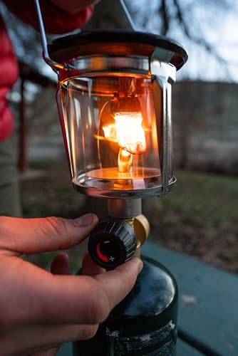Stansport Propane Mantel Lantern – Outdoor Light with Adjustable Brightness, Carry Handle, Ventilated Hood, High-Output, Portable, for Emergency, Backpacking, Camping – Mantels Included - style: Single