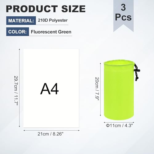 Drawstring Bag with Toggle Cinch Sack and Ditty Pouch Durable Ditty - color: Fluorescent Green, size: 4x8inch