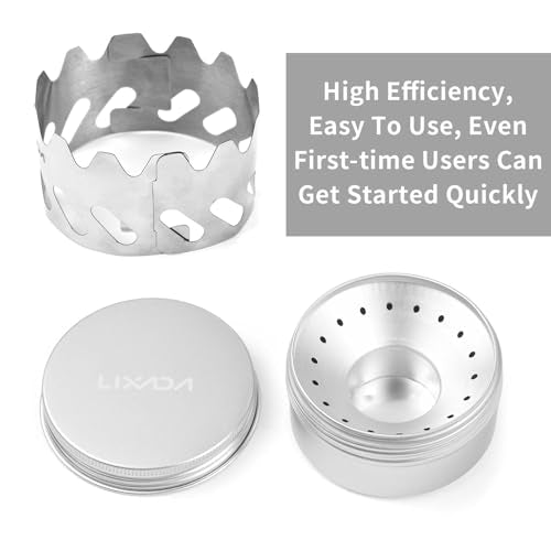 80ml Mini Backpacking Stove, Alcohol Burner with Small Stainless Steel Windshield Portable Camp Pocket Stove for Camping Hiking Survival (2PCS)