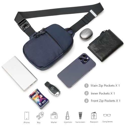 higouta Mini Sling Bag for Men Women, Small Crossbody Casual Utility Chest Phone Bag for Travel Workout - color: Nave Blue