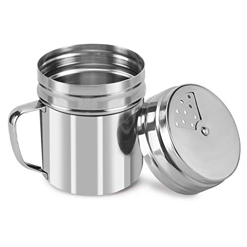 Accmor 9oz Salt and Pepper Shakers with Adjustable Pour Holes, Stainless Steel Dredge Shaker, Seasoning Spice Shakers for Salt Pepper Cinnamon Sugar Flour - size: Medium-9 oz