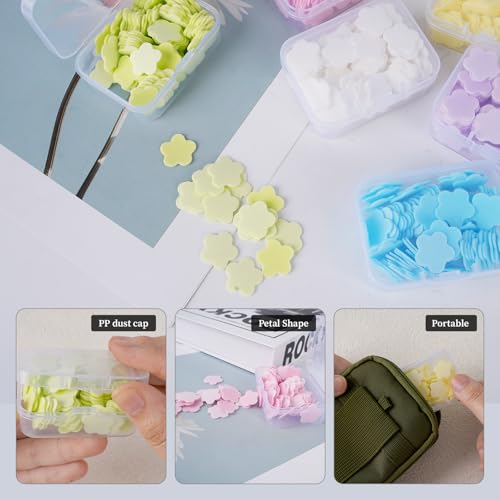 Paper Soap Sheets for Travel, 6 Different Scented Soap Sheets for Traveling Disposable Soluble Petal Camping Personal Care Products Compatible with Outdoor Camping Hiking