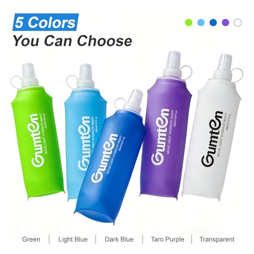 Soft Flask TPU BPA-Free 480ml Soft Water Bottle Leak-Proof Collapsible for Hydration Pack Running Vest Marathon Hiking Cycling (Purple) - color: 480ml Purple