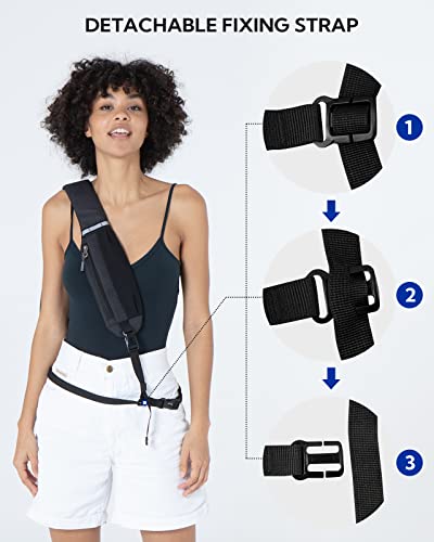 WATERFLY Crossbody Sling Backpack Sling Bag Travel Hiking Daypack - color: Pure Black(other Style)