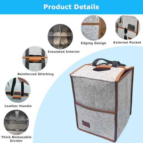 4 Cup Reusable Drink Carrier Portable Insulated Coffee Bags with Handle - color: Gray, size: 4 Cup