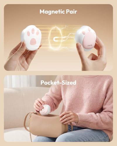 Gaiatop Hand Warmers Rechargeable, 2 Pack Pocket Warmer Cute Cat Paw - color: White