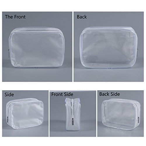5 Pack Clear Plastic Zippered Toiletry Carry Pouch White, Small - color: White 5, size: Small
