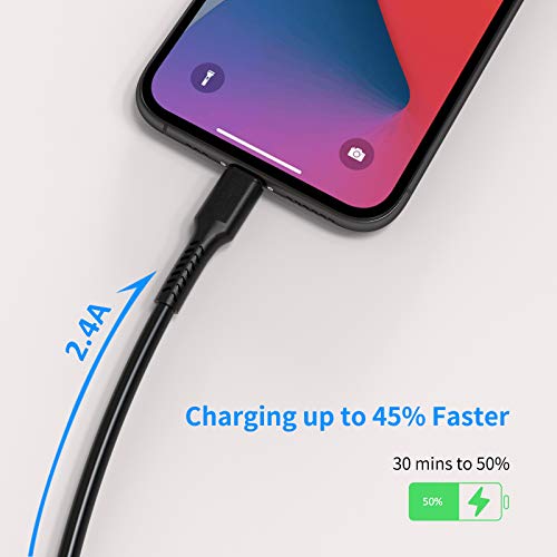6 inch iPhone Charge Cable Short, 0.5ft 5Pack USB to Lightning Cord for Fast Charging Stations Compatible with Apple iPhone 12 11 Pro Max Xs 8 7 6 5 Plus, iPad Air/Mini - color: Black, size: 0.5 feet