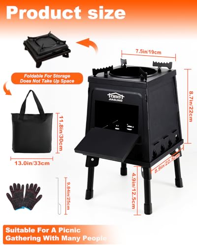 Portable Wood Stove Folding Twig Stove for Backpacking Camping Cooking - color: Black, size: Small