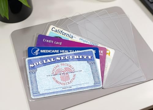 10 Pack Waterproof PVC Card Holder Sleeves – Clear Flexible ID Card Protectors for Social Security Card, Credit Card, Insurance, Business & Travel Documents