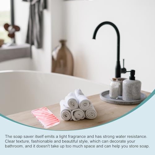 uxcell 2 Pcs Self Draining Silicone Soap Dish, Soap Tray with Drainage for Bathroom Shower Kitchen Sink, 4.5" x 3.1" x 0.4", Pink/White - color: Pink/White