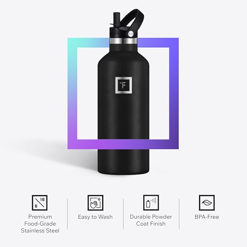 IRON °FLASK 32 oz Narrow Mouth Water Bottle (Straw, 3 Lids) | Insulated Stainless Steel Sports Water Bottle with Leakproof Straw Lid - BPA Free, Cold 24 Hrs, Sweat Free (Cashmere Cream) - color: Cashmere Cream, style: Straw - 32 oz (1 Lid)
