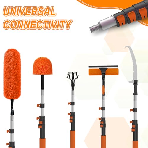 SISUPASSIE Telescoping Extension Pole, Reach to 20FT Telescoping Pole Multi-Purpose 3-12FT Lightweight, Sturdy with Universal Twist-on Metal Tip Extendable for Dusting Painting Window Cleaning - size: 12 Feet