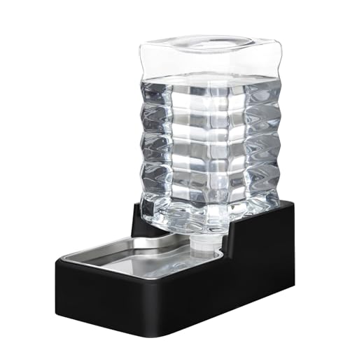RIZZARI 9L Dog Water Bowl Dispenser for Dogs:Leak Resistant Waterer - color: Black without Filter, size: 9L
