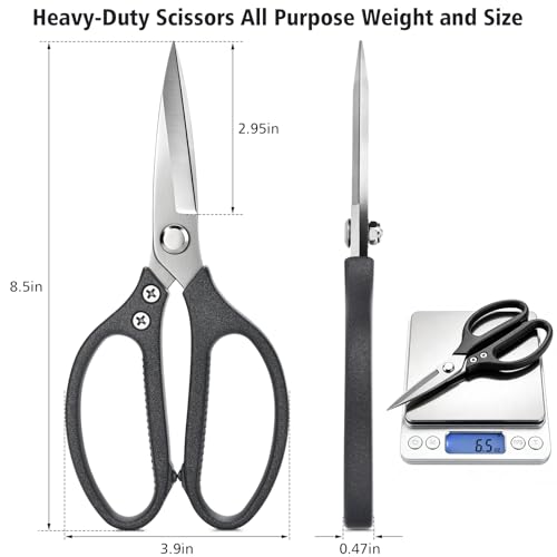 8.5" Scissors All Purpose Heavy Duty Scissors for Office School Home Sewing Ultra-Sharp Fabric Scissors Cutting Paper DIY Craft Stainless Steel Blades Comfort Grip Handles, Left Right Handed Cbfoeyk
