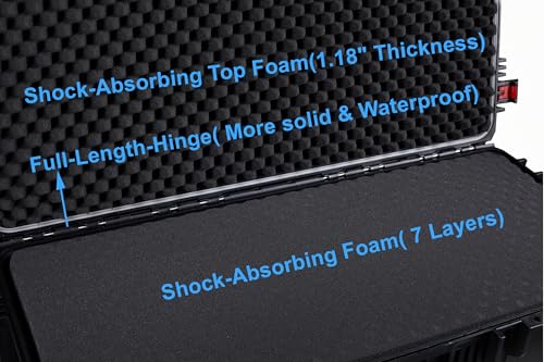 Regetek Waterproof Rolling Case 36 x 17.5 x 13.5 Inch, Hard Equipment Carring Case with Foam/Wheels/ 3 Large Handle for Camera, Tool, Crushproof, Dustproof, Lockable, Inner 32.1" x 13.9" x 10.8"