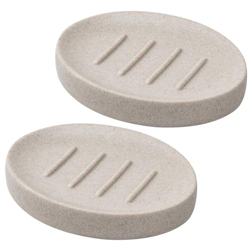 Soap Dish Bathroom Resin Soap Holder Soap Tray for Shower Sponge Holder for Kitchen Sink 2 Pack(Beige) - color: Beige, size: 2 Pack