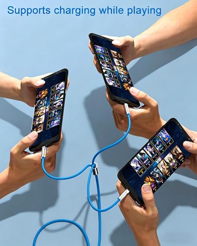 Awnuwuy 4FT Multi 3 in 1 Charging Cable Blue, 3 Port Lightning/Type-C/Micro | Multiple Charger Cable, Short Universal Charging Cable for iPad, iPhone 17/16/15/14, Samsung S26, Google, Sony PS5, Kindle - color: Sky Blue, size: 4FT