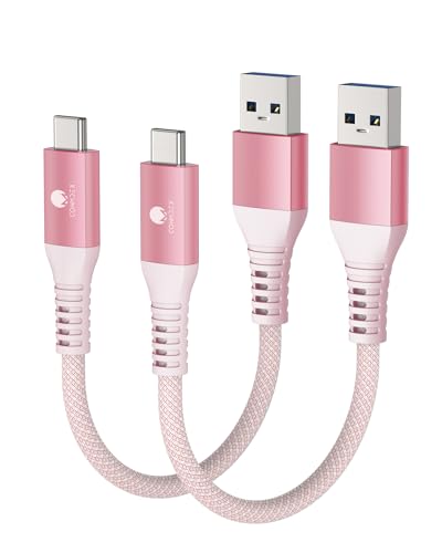 CONMDEX Android Auto USB Cable [2ft, 2Pack] 10Gbps, 3A Fast Charging, Pink - color: Pink, size: 2ft+2ft, style: 2Pack