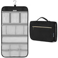 PAVILIA Hanging Toiletry Bag for Women Men Foldable Travel Organizer, Black - color: Black
