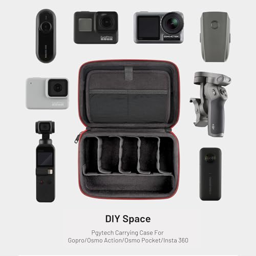 PGYTECH Camera Carrying Case Storage Box Handbag for Action Cameras | Splashproof Hardshell Hand Bag, Compatible with DJI OSMO Action 6/5 Pro/Pocket 4/3/Xtra Muse/Luna Ultra/Gopro/Insta360 - style: Carrying Case