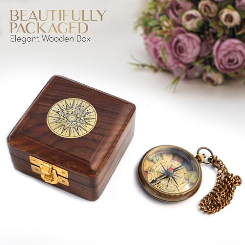 to My Son Compass with Wooden Box-Mom to Son Compass–Father to Son Gifts- to My Grandson -Graduation Day Gifts for Son-Birthday, Baptism, Graduation, Confirmation, Communion Compass for Women Men - style: # 1 To my Grandson compass