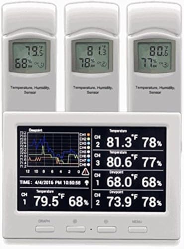Ambient Weather WS-3000-X3 Thermo-Hygrometer Monitor w/ 3 Remote Sensors - size: 1 Console / 3 Sensors