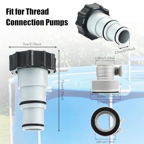 Upgrade 2 Pcs 1.5'' Diameter 59'' Length Swimming Pool Filter Hose with 4 Clamps 2 pcs 1.25 to 1.5 Type B Adapter 2 Replacement Hose Adapter W/collar for Pumps Above Ground Pools(Gray) - color: Gray