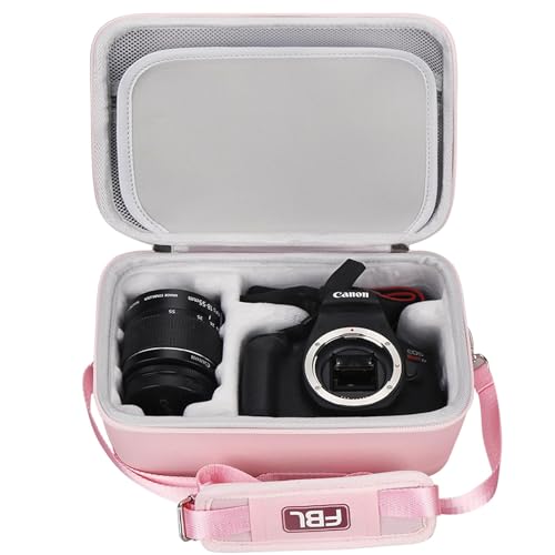 FBLFOBELI EVA Camera Case for Canon EOS Rebel T7/T8i/T5/R50/R100 | Hard EVA Shell, Shockproof & Water-Resistant, Custom Molded Interior, Detachable Shoulder Strap, Travel Storage Bag, Pink - color: Pink