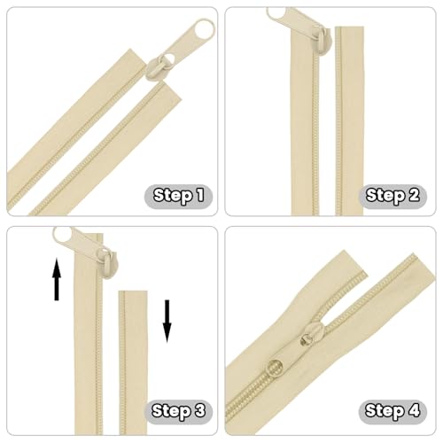 DOITEM 10 Yards Nylon Coil Zipper by The Yards, #5 Bulk Zippers for DIY Sewing Craft Bags with Replacement 20PCS Sliders (Khaki, #5) - color: Khaki, size: #5