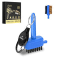 Blue Mini Golf Brush, Dual-Sided Nylon Brass, Retractable Keychain | Pocket Size, Easy to Carry, Blue, Leaves No Trace, Golf Bag Accessory - color: Blue